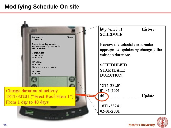 Modifying Schedule On-site http: //med. . . !! SCHEDULE History Review the schedule and