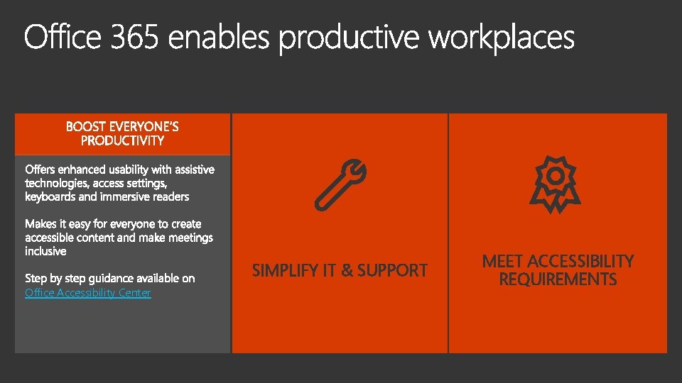 SIMPLIFY IT & SUPPORT Office Accessibility Center MEET ACCESSIBILITY REQUIREMENTS 