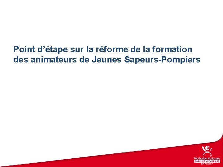 Point d’étape sur la réforme de la formation des animateurs de Jeunes Sapeurs-Pompiers 