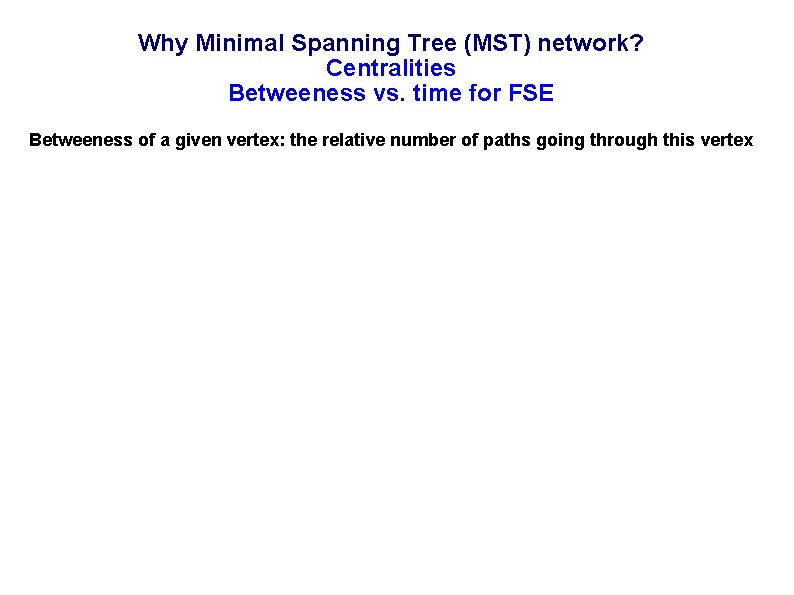 Why Minimal Spanning Tree (MST) network? Centralities Betweeness vs. time for FSE Betweeness of