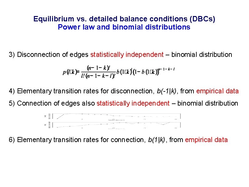 Equilibrium vs. detailed balance conditions (DBCs) Power law and binomial distributions 3) Disconnection of