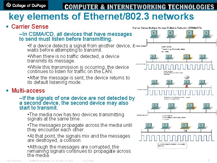 key elements of Ethernet/802. 3 networks § Carrier Sense –In CSMA/CD, all devices that