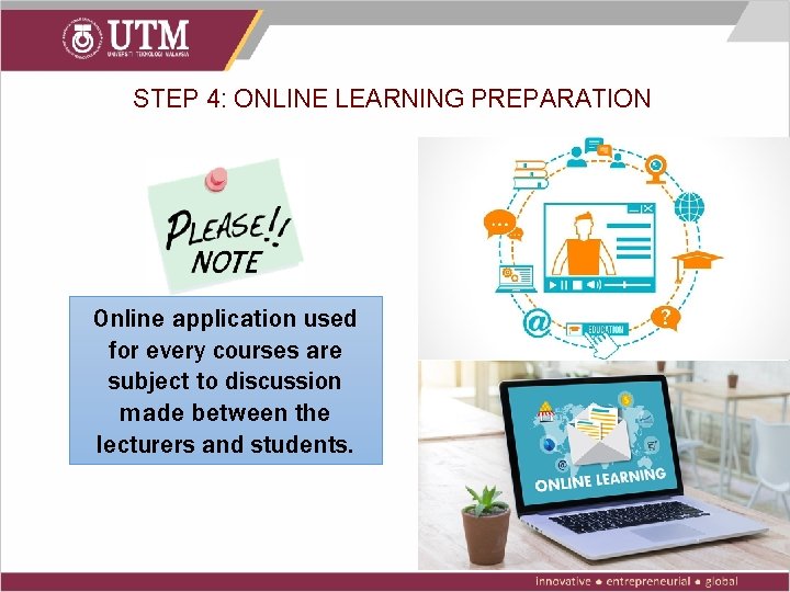 STEP 4: ONLINE LEARNING PREPARATION Online application used for every courses are subject to