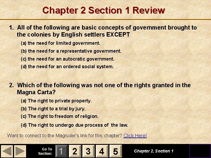 Chapter 2 Section 1 Review 1. All of the following are basic concepts of