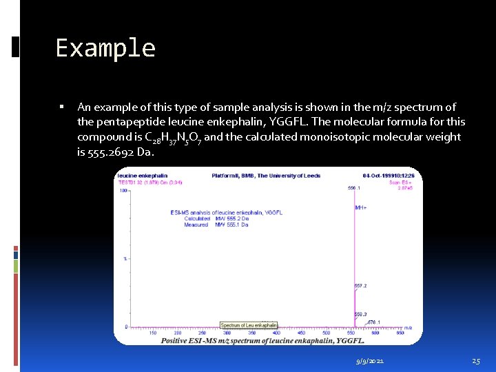 Example An example of this type of sample analysis is shown in the m/z