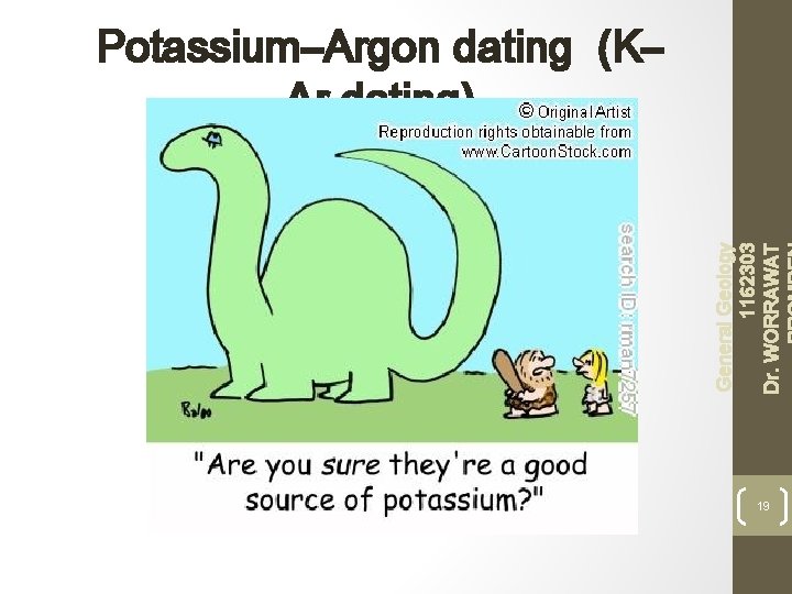 General Geology 1162303 Dr. WORRAWAT Potassium–Argon dating (K– Ar dating) 19 