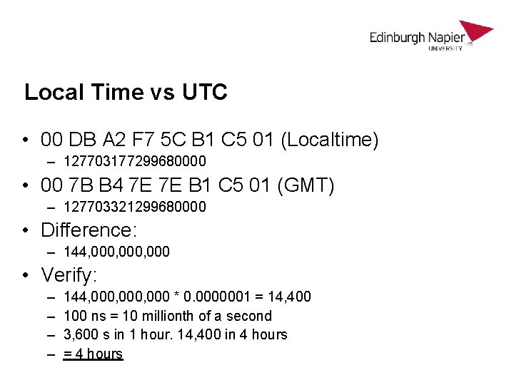 Local Time vs UTC • 00 DB A 2 F 7 5 C B Local Time vs UTC • 00 DB A 2 F 7 5 C B