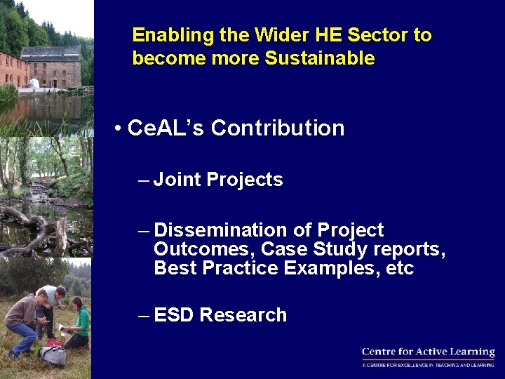 Enabling the Wider HE Sector to become more Sustainable • Ce. AL’s Contribution –