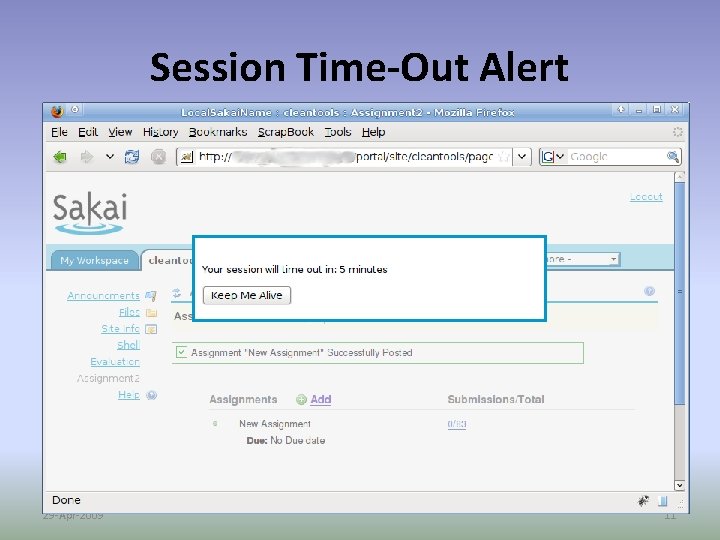 Session Time-Out Alert 29 -Apr-2009 11 