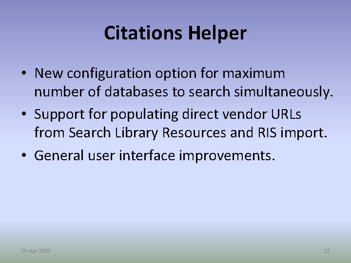 Citations Helper • New configuration option for maximum number of databases to search simultaneously.