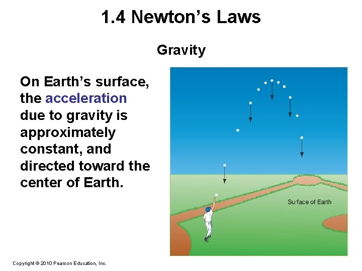 1. 4 Newton’s Laws Gravity On Earth’s surface, the acceleration due to gravity is