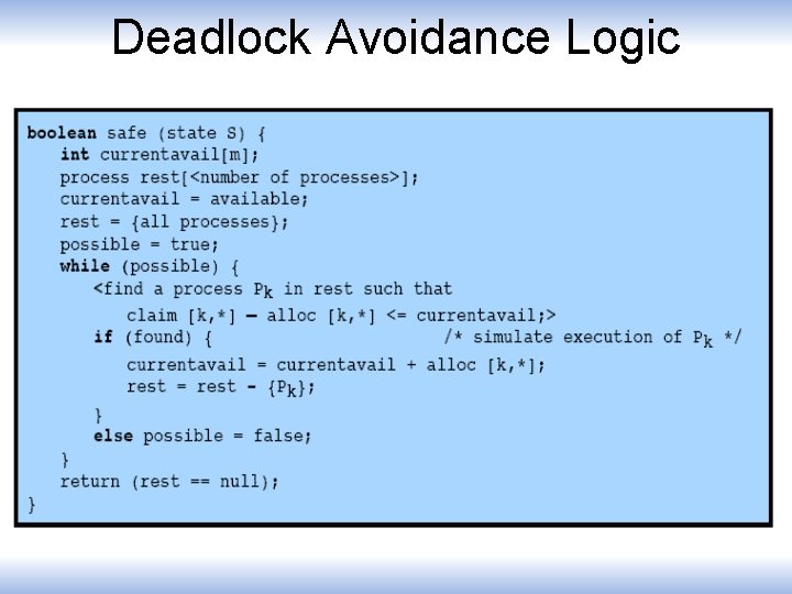 Deadlock Avoidance Logic 