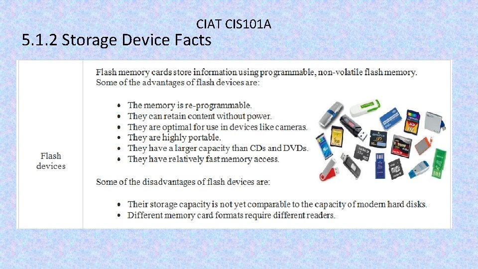 CIAT CIS 101 A 5. 1. 2 Storage Device Facts 