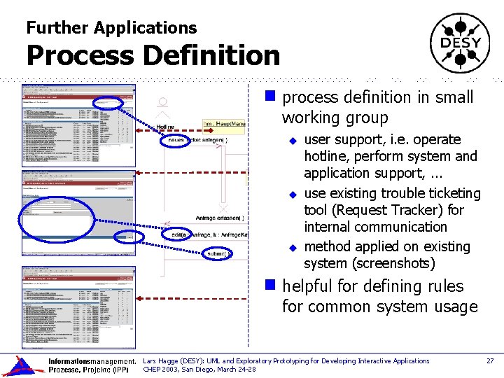 Further Applications Process Definition g process definition in small working group u u u