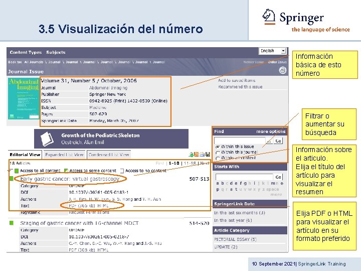 3. 5 Visualización del número Información básica de esto número Filtrar o aumentar su