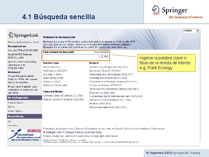 4. 1 Búsqueda sencilla Ingrese la palabra clave o título de la revista de