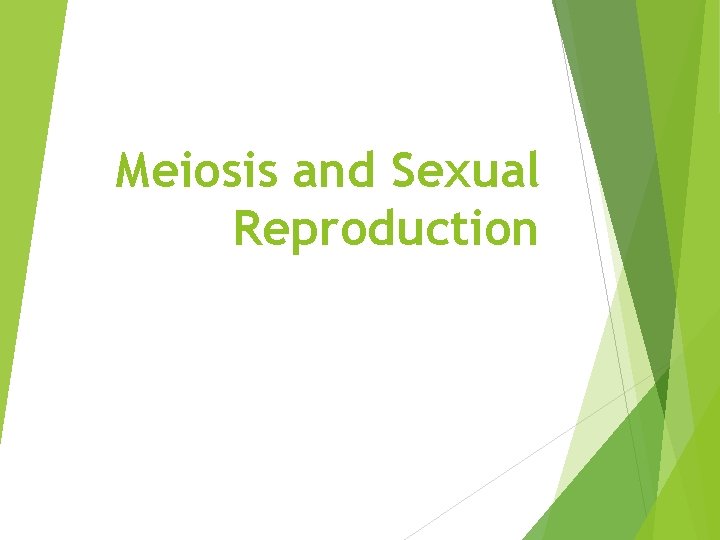 Meiosis and Sexual Reproduction 
