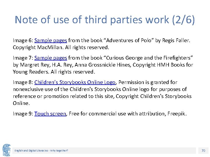 Note of use of third parties work (2/6) Image 6: Sample pages from the