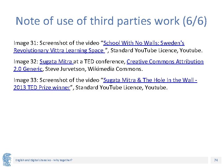 Note of use of third parties work (6/6) Image 31: Screenshot of the video
