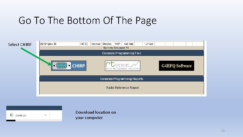 Go To The Bottom Of The Page Select CHIRP Download location on your computer