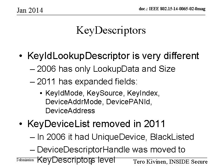 Jan 2014 doc. : IEEE 802. 15 -14 -0065 -02 -0 mag Key. Descriptors