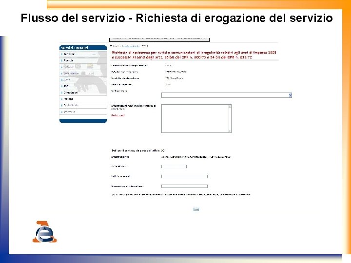 Flusso del servizio - Richiesta di erogazione del servizio 