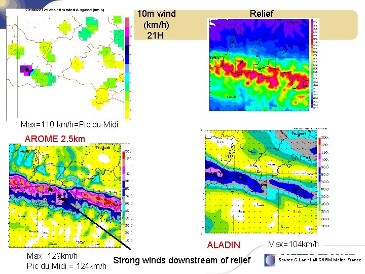 10 m wind (km/h) 21 H Relief ZOOM Vent 10 m (km/h) 21 H