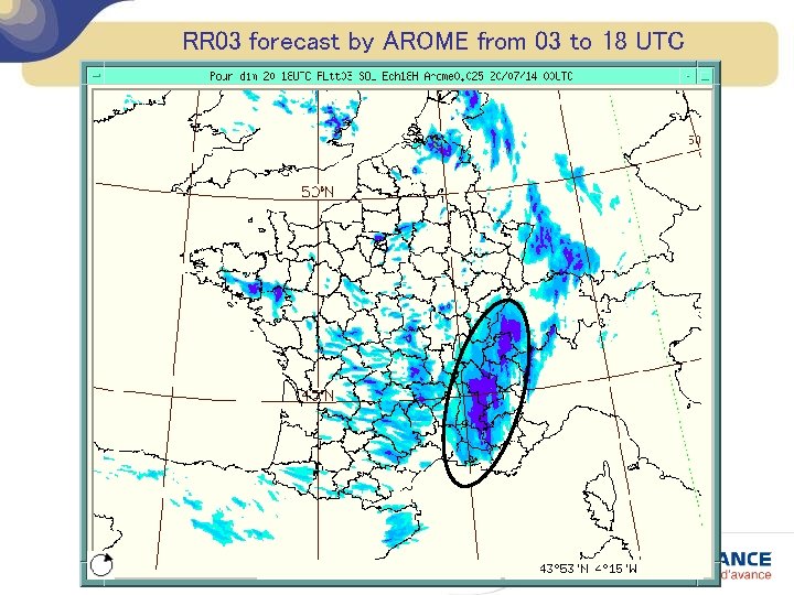 RR 03 forecast by AROME from 03 to 18 UTC 