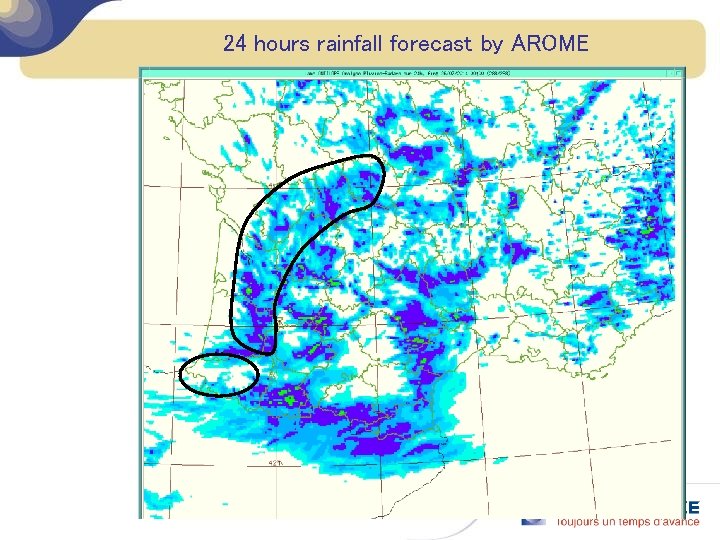 24 hours rainfall forecast by AROME 