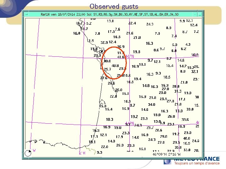 Observed gusts 