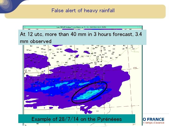 False alert of heavy rainfall At 12 utc, more than 40 mm in 3