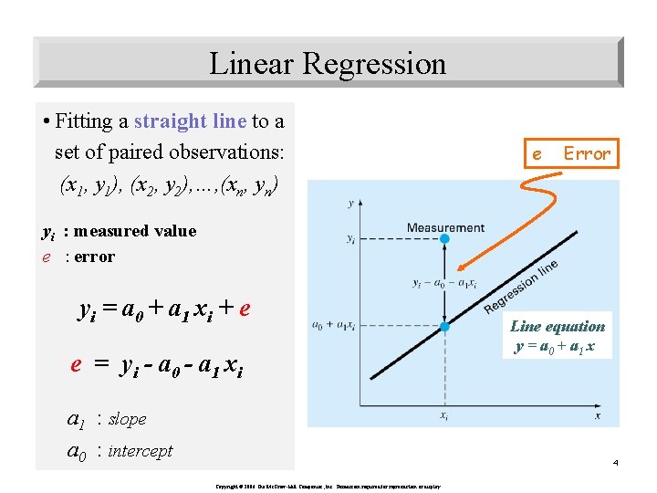 Linear Regression • Fitting a straight line to a set of paired observations: (x
