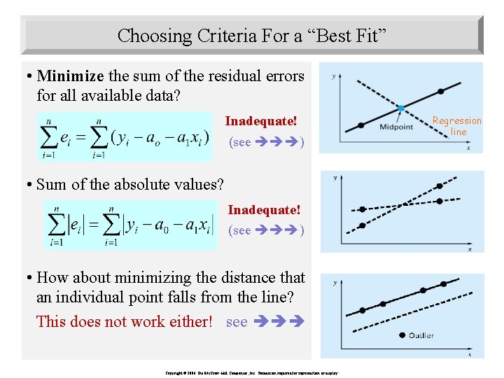 Choosing Criteria For a “Best Fit” • Minimize the sum of the residual errors