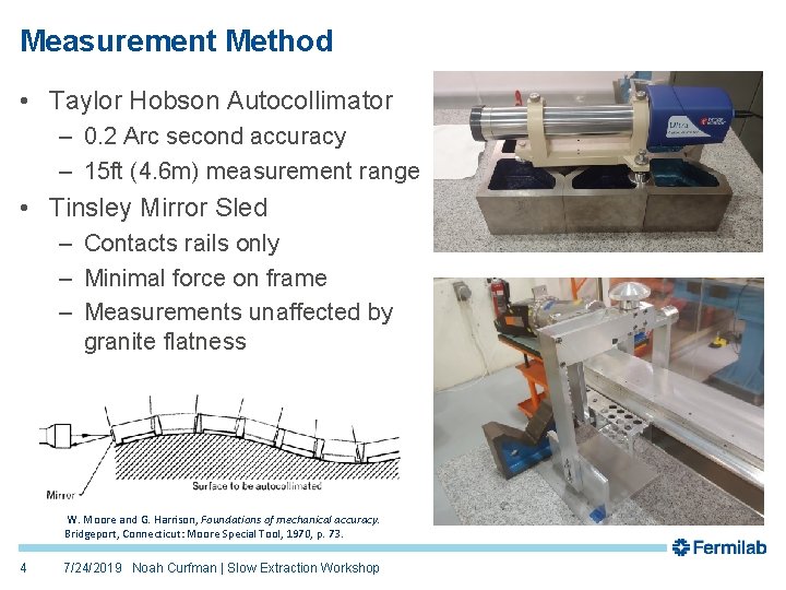 Measurement Method • Taylor Hobson Autocollimator – 0. 2 Arc second accuracy – 15