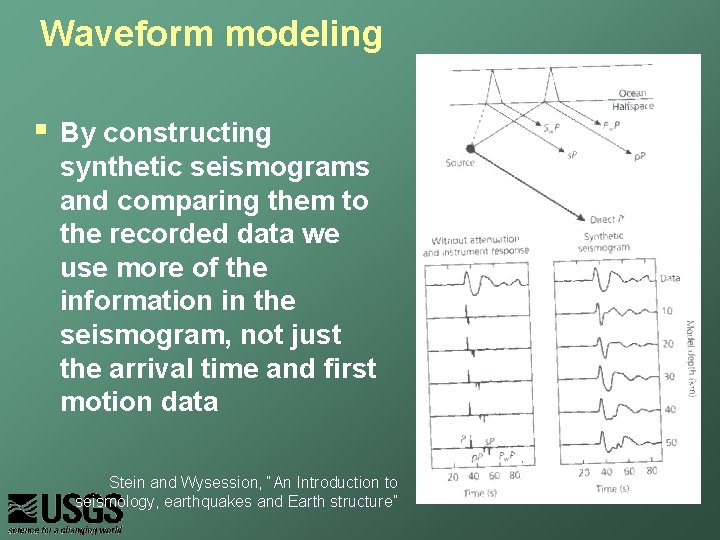 Waveform modeling § By constructing synthetic seismograms and comparing them to the recorded data