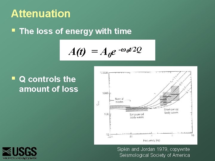Attenuation § The loss of energy with time A(t) = A 0 e -ω0