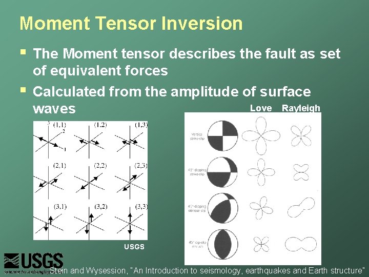 Moment Tensor Inversion § § The Moment tensor describes the fault as set of