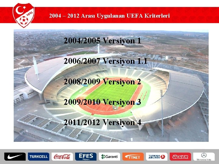 2004 – 2012 Arası Uygulanan UEFA Kriterleri 2004/2005 Versiyon 1 2006/2007 Versiyon 1. 1