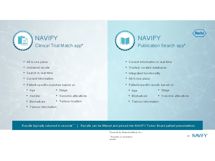 NAVIFY Clinical Trial Match app* Publication Search app* • All in one place • NAVIFY Clinical Trial Match app* Publication Search app* • All in one place •