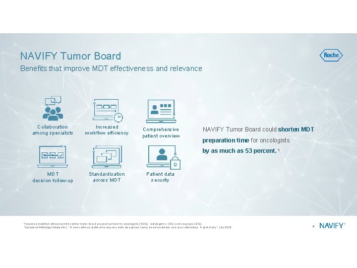 NAVIFY Tumor Board Benefits that improve MDT effectiveness and relevance Collaboration among specialists Increased NAVIFY Tumor Board Benefits that improve MDT effectiveness and relevance Collaboration among specialists Increased
