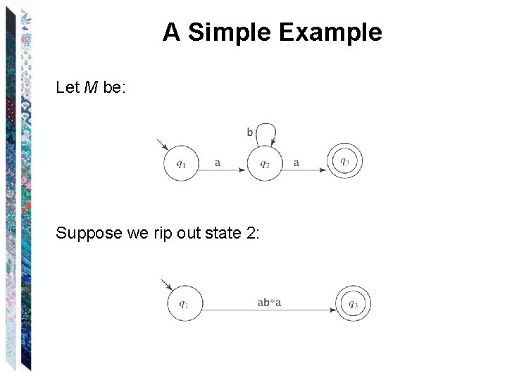 A Simple Example Let M be: Suppose we rip out state 2: A Simple Example Let M be: Suppose we rip out state 2: