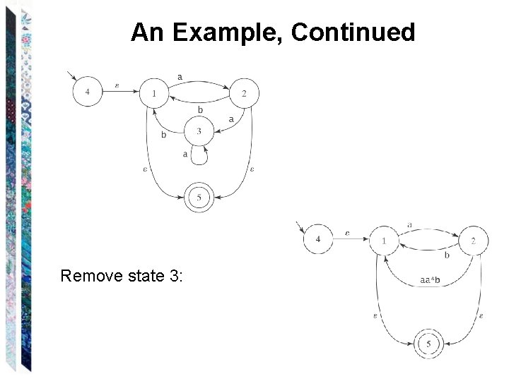 An Example, Continued Remove state 3: An Example, Continued Remove state 3: