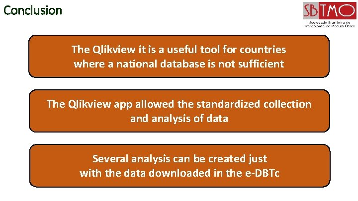 Conclusion The Qlikview it is a useful tool for countries where a national database