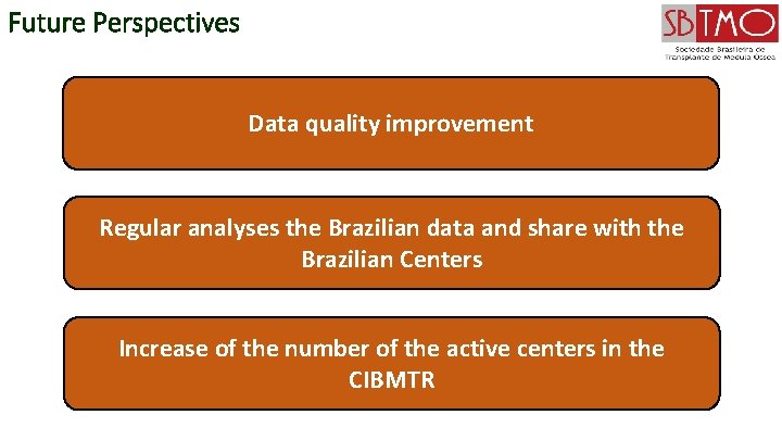 Future Perspectives Data quality improvement Regular analyses the Brazilian data and share with the