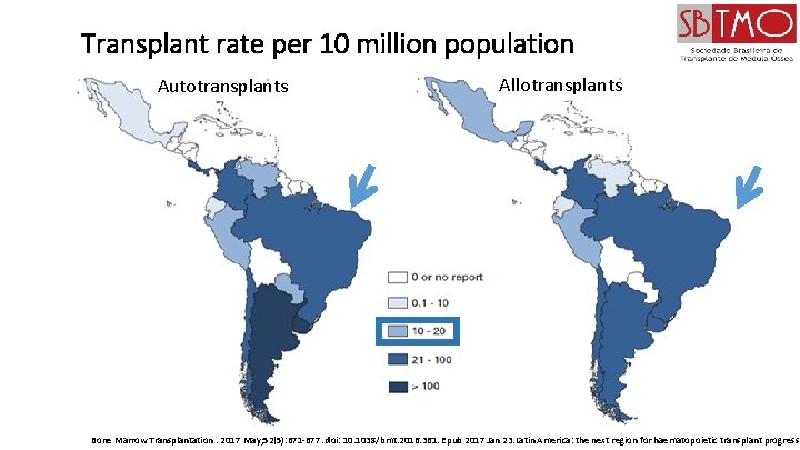 Transplant rate per 10 million population Autotransplants Allotransplants Bone Marrow Transplantation. 2017 May; 52(5):