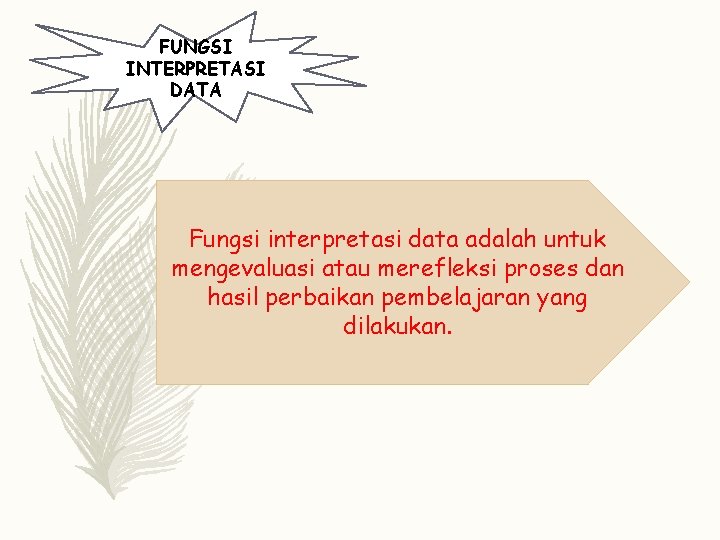 FUNGSI INTERPRETASI DATA Fungsi interpretasi data adalah untuk mengevaluasi atau merefleksi proses dan hasil