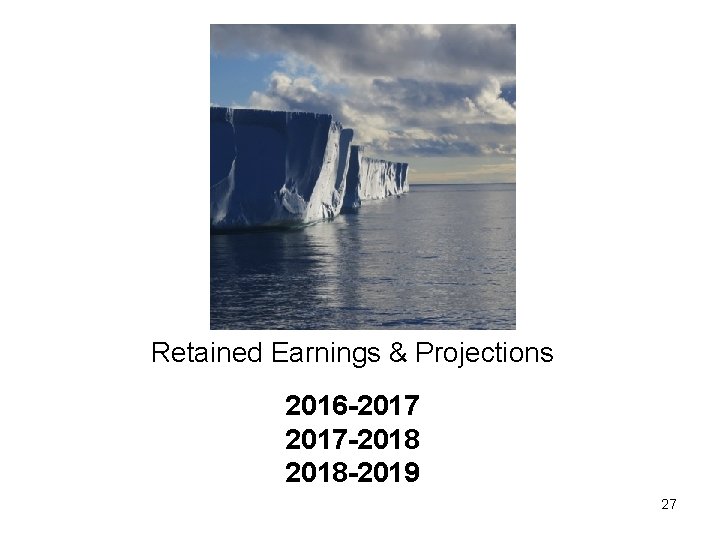 Retained Earnings & Projections 2016 -2017 -2018 -2019 27 