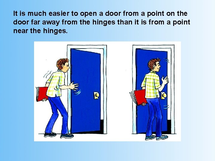 It is much easier to open a door from a point on the door