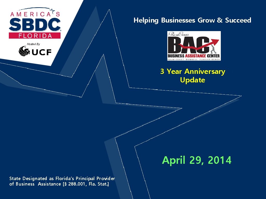 Helping Businesses Grow & Succeed Hosted By 3 Year Anniversary Update April 29, 2014