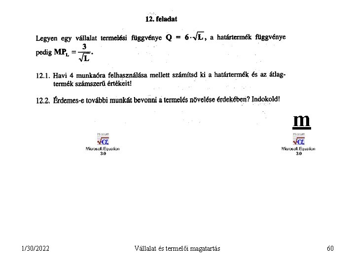 m 1/30/2022 Vállalat és termelői magatartás 60 